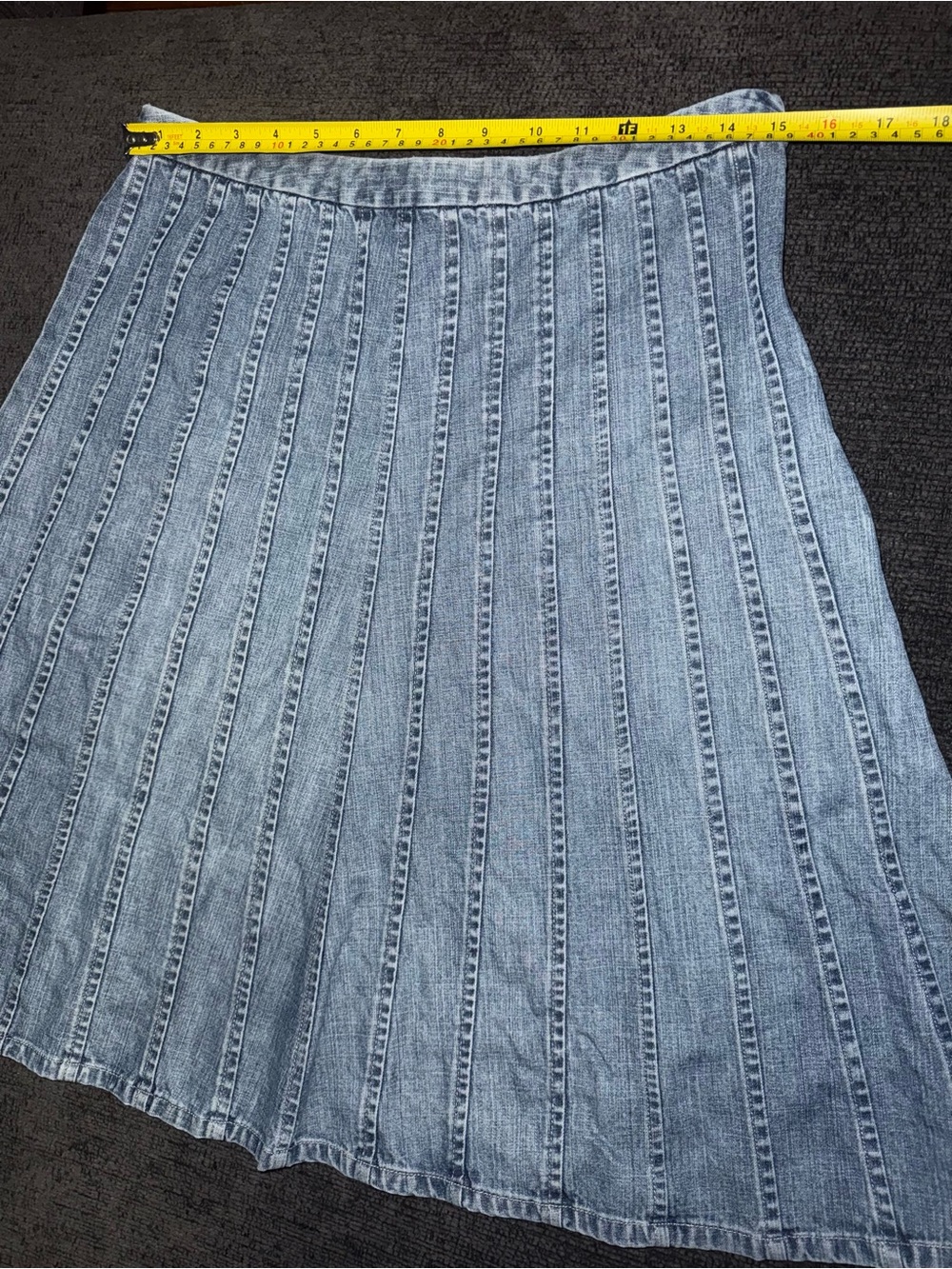 Christopher & Banks Denim A-Line Midi Skirt Size 8 Light Wash 100% Cotton EUC - Picture 4 of 8